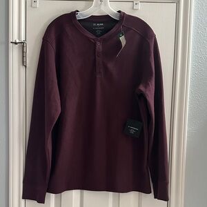 O1.ALGO Boulder Performance Thermal Burgundy Henley NWT L Quick Dry UV SPF 40